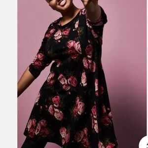 TORRID Floral Black Ponte Dress by Betsey Johnson for Torrid